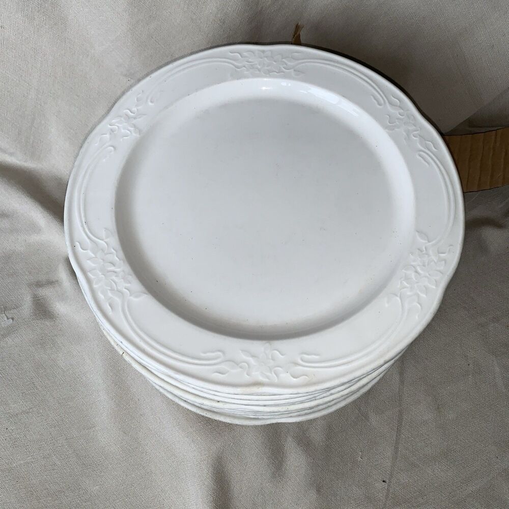 Large 12 inch Steelite Distinction Monique White Fleur De Lis Scalloped Plates